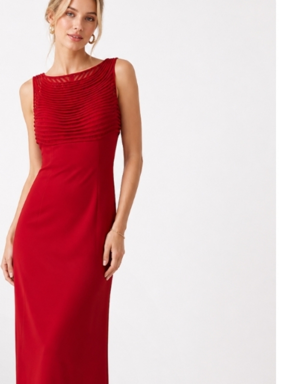 NWT Romantic Red Sexy Sleeveless Bridesmaid Formal Party Maxi Evening Glam Dress